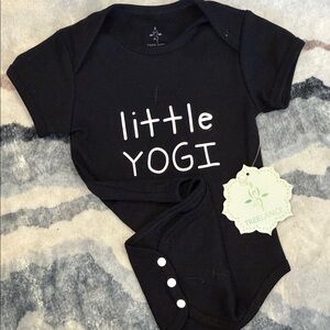 Black 'Little Yogi' Baby Onesie